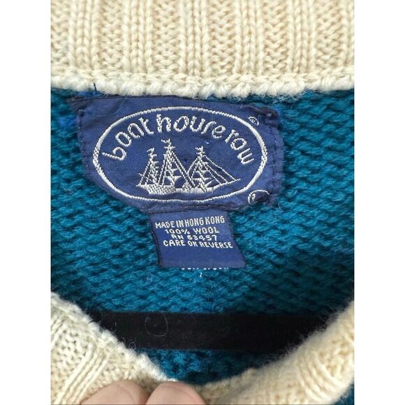 80’s Wool Christmas Sweater Teal Size L - Picture 3 of 5